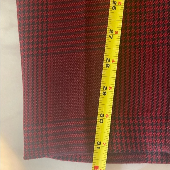 Topman Burgundy Red Check Slim Fit Trousers W34 L30 Glen Plaid Pants - Picture 6 of 10